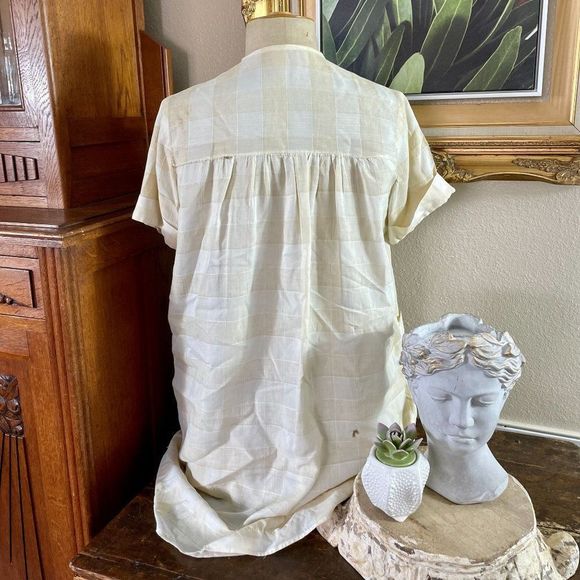 Vintage Bohemia Folk Costume Undershirt Long Shirt Slovakian Ethnic Window Pane - Picture 3 of 9